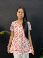 Beautiful Florel Short Kurti  White - Image 3