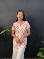 Beautiful Florel Short Kurti  White