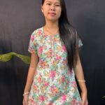 Beautiful Florel Short Kurti  White & Pink