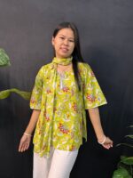 Florel Short Kurti Lime Green  With Dupatta - Image 3