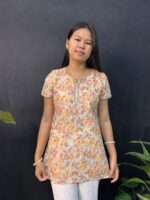 beautiful floralshort kurti baby Pink