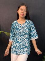 beautiful floral Blue Short Kurti