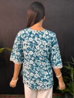 beautiful floral Blue Short Kurti - Image 2