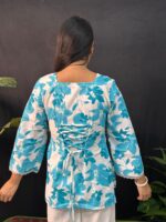 Short Kurti Sky blue flower - Image 3