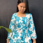 Short Kurti Sky blue flower