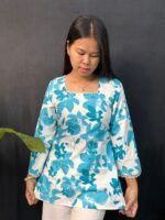 Short Kurti Sky blue flower