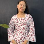 beautiful floral White short kurti