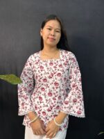 beautiful floral White short kurti