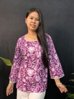 beautiful floral Purple short kurti - Image 3