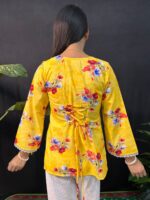 Cotton Yellow Short Kurti - Image 3