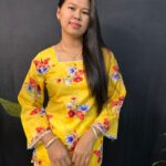 Cotton Yellow Short Kurti