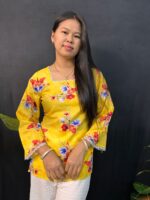 Cotton Yellow Short Kurti