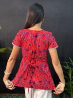Beautiful Florel Red Short Kurti - Image 2