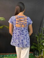Beautiful Florel blue paded  short kurti - Image 3