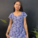 Beautiful Florel blue paded  short kurti