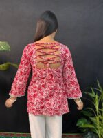 Beautiful Florel Red paded  short kurti - Image 2