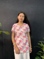 Beautiful Florel white & Pink Short Kurti
