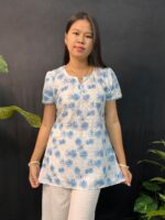 Beautiful Florel white Short Kurti
