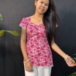 Beautiful Florel Pink paded  short kurti