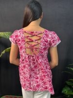 Beautiful Florel Pink paded  short kurti - Image 3